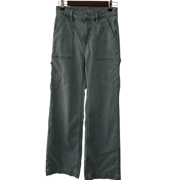 American Eagle Super baggy hi rise wide leg utility jeans 0 - Picture 2 of 10